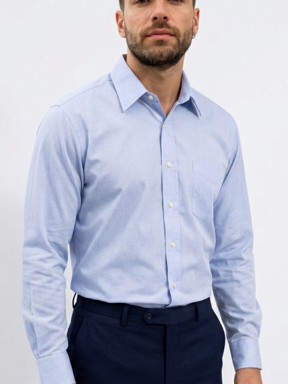 Forsyth of Canada Men’s 18 34/35 Blue Non Iron Cotton Dress Shirt